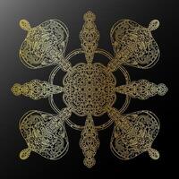 golden snowflake design on black background vector