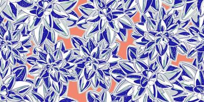 a blue and white flower pattern on an orange background vector