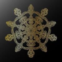 golden snowflake design on black background vector