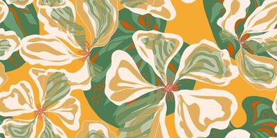 a floral pattern with green and yellow colors vector
