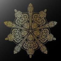 golden snowflake design on black background vector