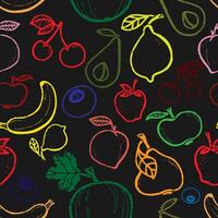 fruit seamless pattern with fruit on black background vector