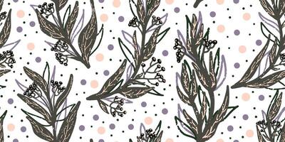 a pattern with flowers and leaves on it vector