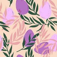 easter egg pattern with leaves and flowers vector