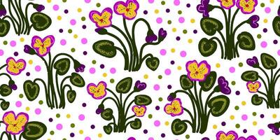 a pattern with flowers and leaves on a white background vector