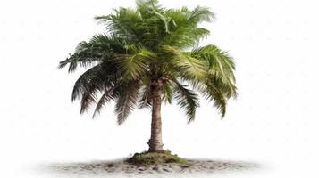 Lush Green Coconut Tree Isolated on Pristine White Background photo