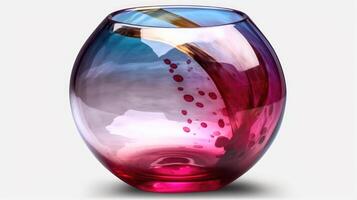 Translucent Glass Vase with Blue and Red Swirls photo