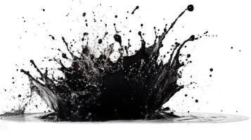 High speed black ink splash on white background in a studio setting photo