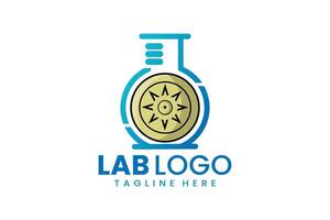 plano moderno sencillo proteger laboratorio logo modelo icono símbolo diseño ilustración vector