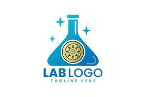 plano moderno sencillo proteger laboratorio logo modelo icono símbolo diseño ilustración vector