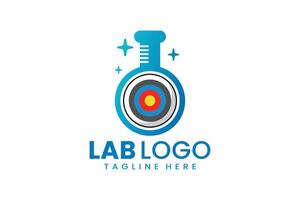 plano moderno sencillo tiro al arco objetivo laboratorio logo modelo icono símbolo diseño ilustración vector