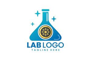 plano moderno sencillo proteger laboratorio logo modelo icono símbolo diseño ilustración vector