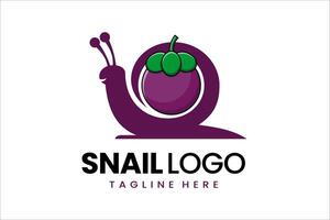 Flat modern simple mangosteen snail logo template icon symbol design illustration vector