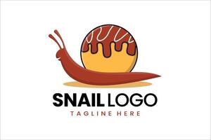 Flat modern simple takoyaki snail logo template icon symbol design illustration vector