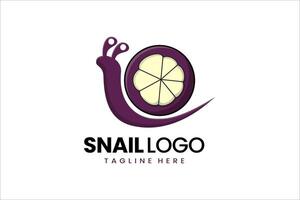 Flat modern simple mangosteen snail logo template icon symbol design illustration vector