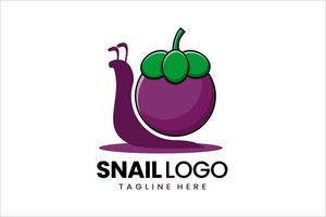 Flat modern simple mangosteen snail logo template icon symbol design illustration vector