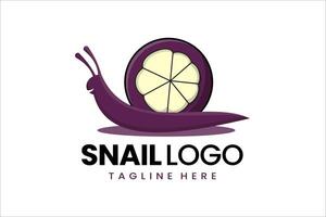 Flat modern simple mangosteen snail logo template icon symbol design illustration vector