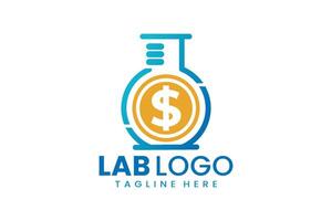 plano moderno sencillo dinero laboratorio logo modelo vector