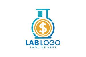 Flat modern simple money laboratory logo template vector