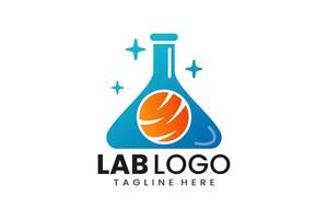 Flat modern simple orange liquid laboratory logo template icon symbol design illustration vector