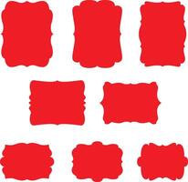 Red illustration of a set of scrapbook design frames for birthdays and gifts - tags, labels, discount cards, vector