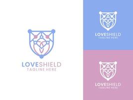 Love shield monogram minimalist logo design vector