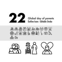 22 global día de padres línea icono vector