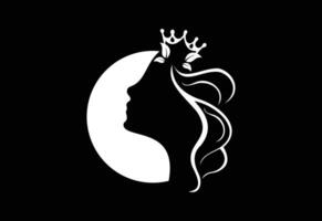 Women face ,moon , beauty spa logo concept vector