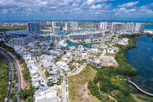 Aerial view of Puerto Cancun, Mexico photo