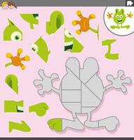 jigsaw puzzle game with cartoon monster character vector