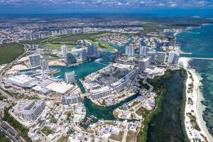 Aerial view of Puerto Cancun, Mexico photo