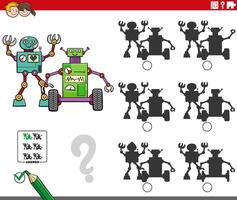 sombra actividad con dibujos animados robots caracteres vector