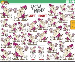 counting left and right pictures of cartoon dwarf with gem vector