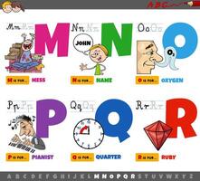 educational cartoon alphabet letters for children from M to R vector