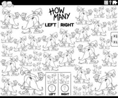 counting left and right pictures of cartoon dwarf with gem coloring page vector