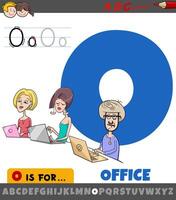 letter O from alphabet with office work place vector