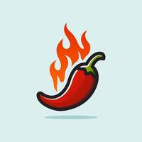 Simple Spicy Chili Pepper on Fire Cartoon Bold Illustration vector