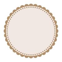 Soft And Simple Light Brown Colored Blank Circular Sticker Label Element Design with Decorative Border Ornaments vector