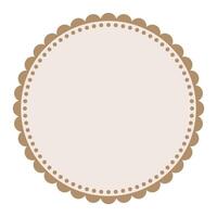 Soft And Simple Light Brown Colored Blank Circular Sticker Label Element Design with Decorative Border Ornaments vector