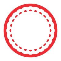 Simple Geometric Red Circle Frame Border Design Decorated With Bold Scalloped Lace Edge vector