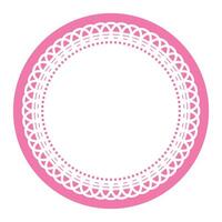 Simple Detailed Light Pink Symmetrical Round Ornamental Lace Circle Blank Frame Border Element vector