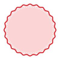 Decorative Light Red Round Frame Plain Sticker Border with Delicate Details Design vector