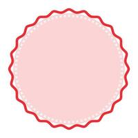 Decorative Light Red Round Frame Plain Sticker Border with Delicate Details Design vector