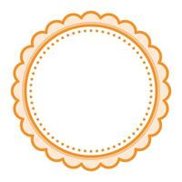 Simple Decorative Scalloped Orange Circular Blank Frame Plain Border Design vector