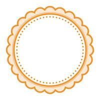 Simple Decorative Scalloped Orange Circular Blank Frame Plain Border Design vector