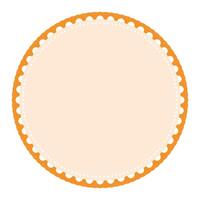 Classic Light Orange Circle Border Frame with Lace Edges Decoration Blank Sticker Label Background vector