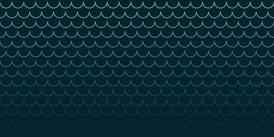 Seamless abstract wave background. Ornament in dark blue-green tones with gradient lines in doodle style. Monochrome linear retro pattern of sea waves. vector