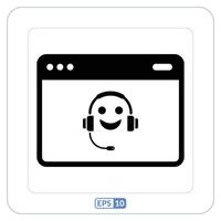 Online customer support symbol. Digital customer service on computer screen icon vector