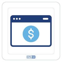 Digital money icon. Dollar sign icon on a computer screen vector