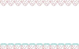 Horizontal strawberry frame. Summer berry food illustration isolated on white background in outline style. Design of menus and invitations. Place for text vector